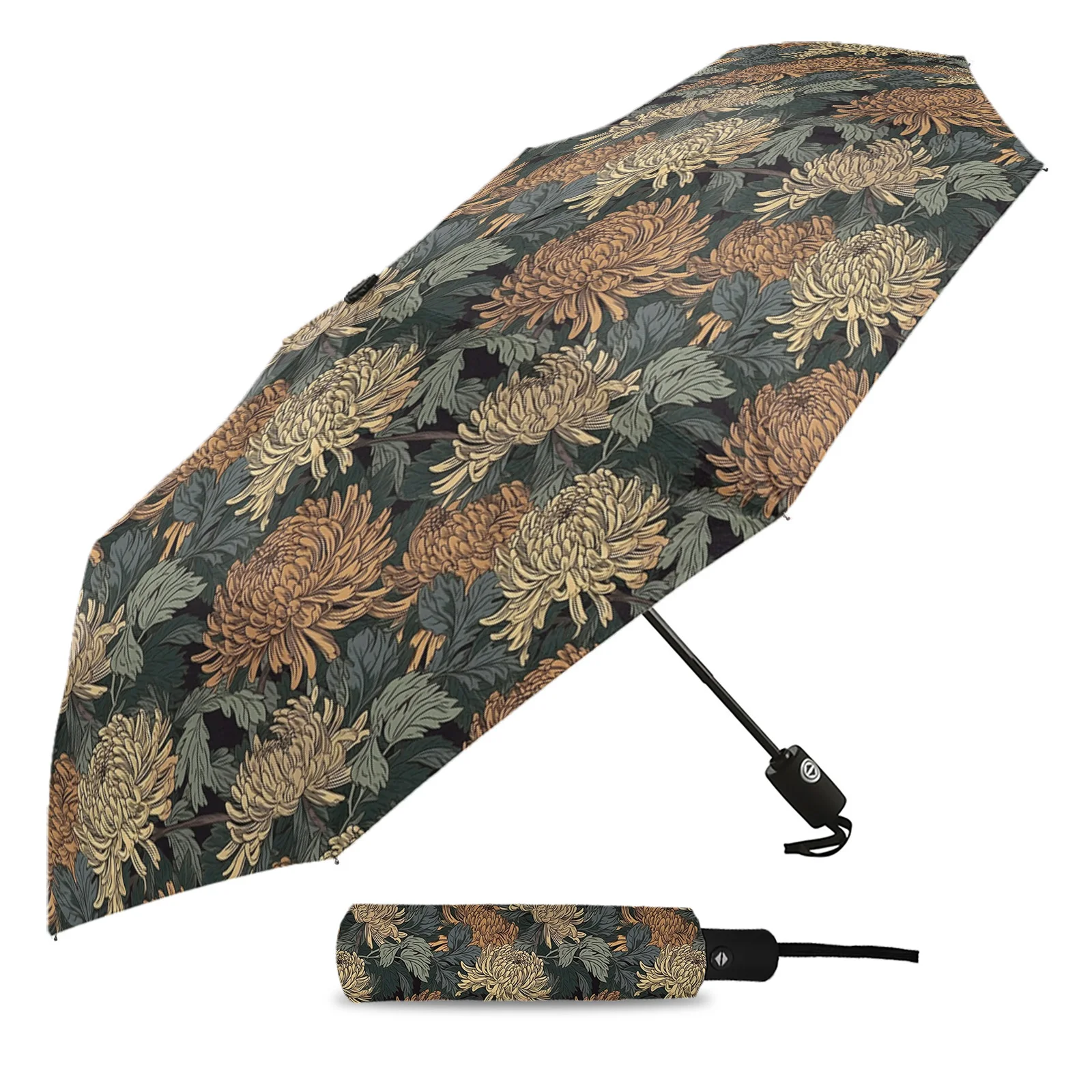 Chrysanthemum Dahlia Flower Automatic Umbrella Travel Folding Umbrella Portable Parasol Windproof Umbrellas