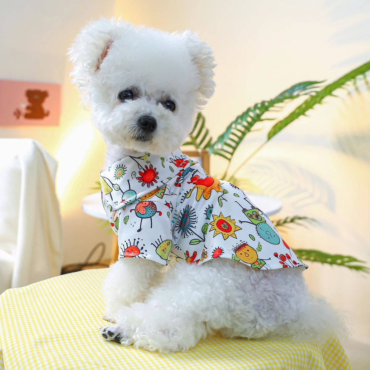 1PC Pet Clothing Dog Spring/Summer Thin Fairy Tale Kingdom Coat Shirt Homewear With Drawstring Buckle For Small Medium Dogs