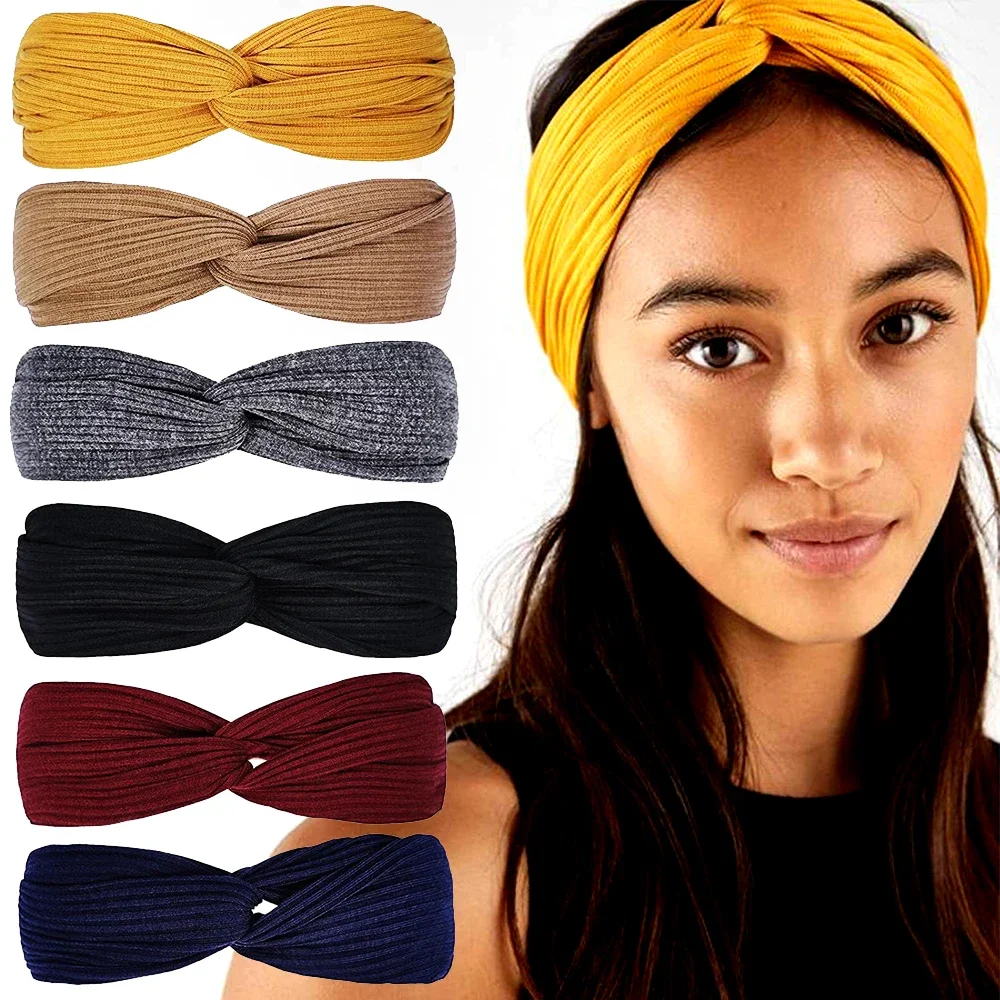New Knitted Headband for Women Men Autumn Winter Girls Hairband Headwear Elastic Hair Band Hair Accessories