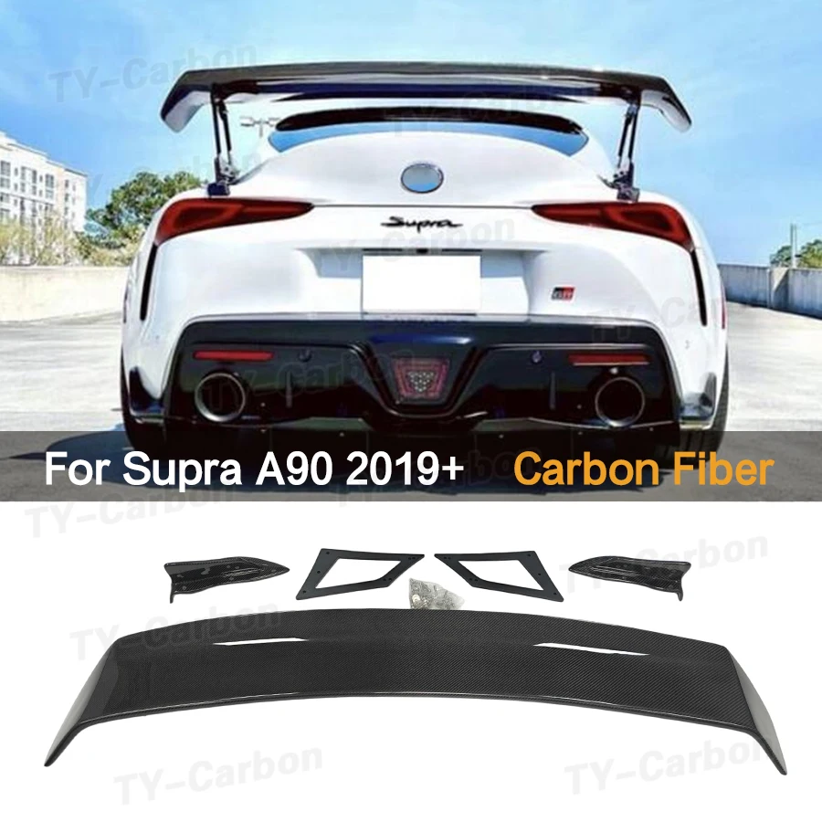 

Real Carbon Fiber V Style Rear Trunk Lip Spoiler for Toyota Supra A90 A91 MK5 2019+ Spoiler Wing Boot Lip FRP Car Accessorie