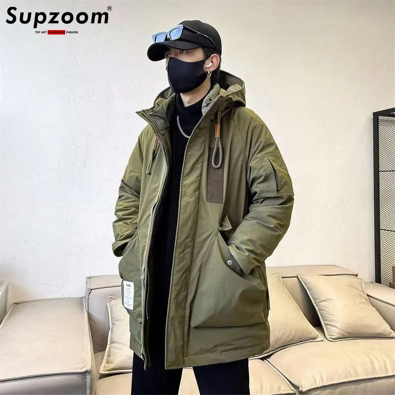 

Supzoom Новое поступление, повседневные мужские зимние модные костюмы с вышивкой и капюшоном на хлопковой подкладке, пара курток и пальто на хлопковой подкладке