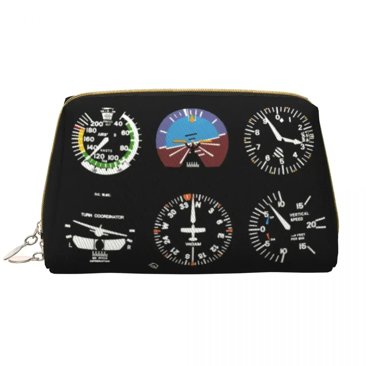 Cockpit Six Dials Flight Simulator Pilot Makeup Bag Women Travel Cosmetic Organizer Airplane Aircraft Storage Toiletry Bags