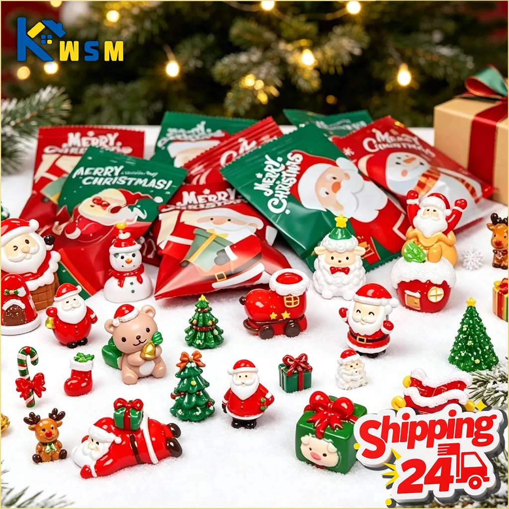 1-40PCS Miniature Santa Claus Snowman Figurine Gift Prize Decoration Ornament for Christmas Party Desktop Shelf Festive Display