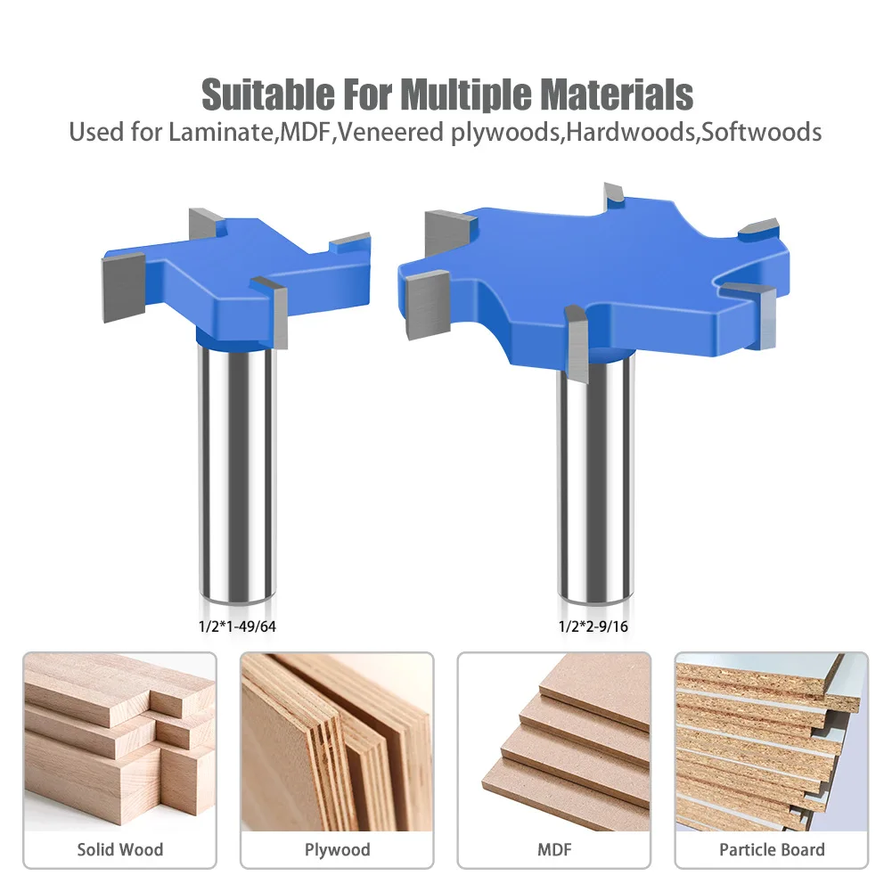 1PC 1/2 "นิ้ว 12.7MM 12MM Shank Milling CUTTER 6 EDGE T ประเภทเครื่องตัดไม้เครื่องมือ Router Bits สําหรับงานไม้