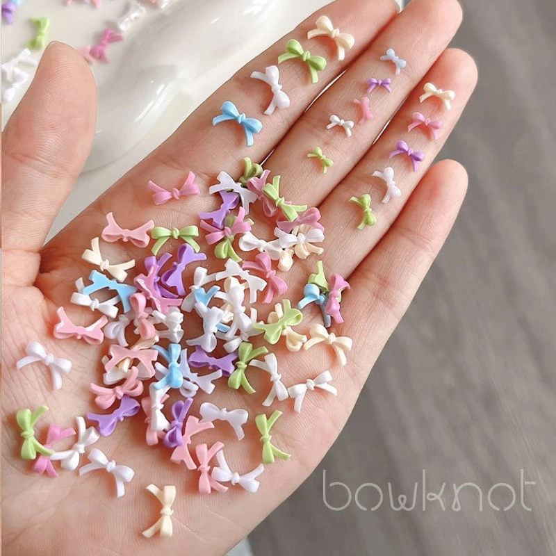 

50Pcs Mixed Style Colored Bowknot Resin Nail Art Jewelry Decorations Sweet Dopamine Girls Cute Manicure Accessories Wholesale