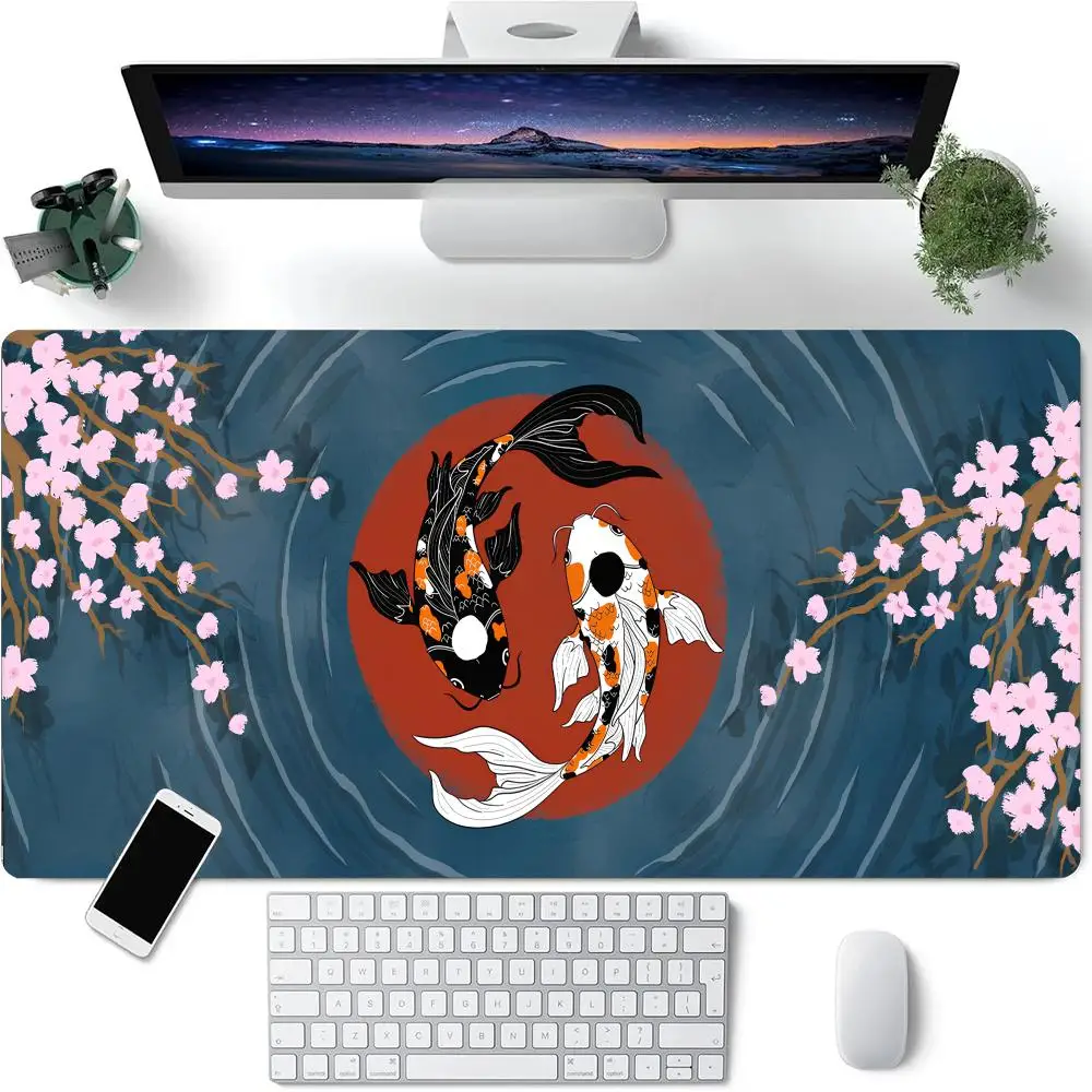 

Cool Yin Yang Koi Mouse Pad Large Rubber Base Anti-slip PC Desk Accessories Mousepad for Offices & Gamer Keyboard Mats Decor Mat