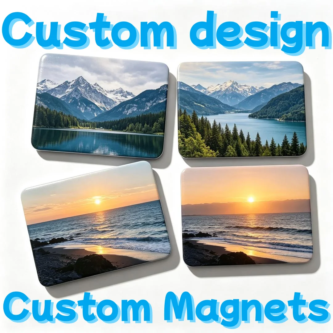 Custom Rectangle Fridge Magnet Personalized European City Landscape Refrigerator Decor DIY Custom Travel Souvenir Gift