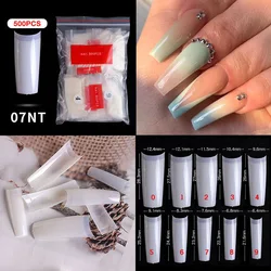 500pcs Mid Length False Nails Press On Nails Tips Clear/Natural Acrylic Nails 10 Sizes For DIY Nail Art Salons Manicure Tools