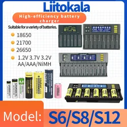 LiitoKala Lii-S12 Lii-S8 Lii-S6 lii-S2 lii-S4 Lii-S1 Double slot 18650 Battery Charger 1.2V 3.7V 3.2V AA/AAA 26650 21700 NiMH l