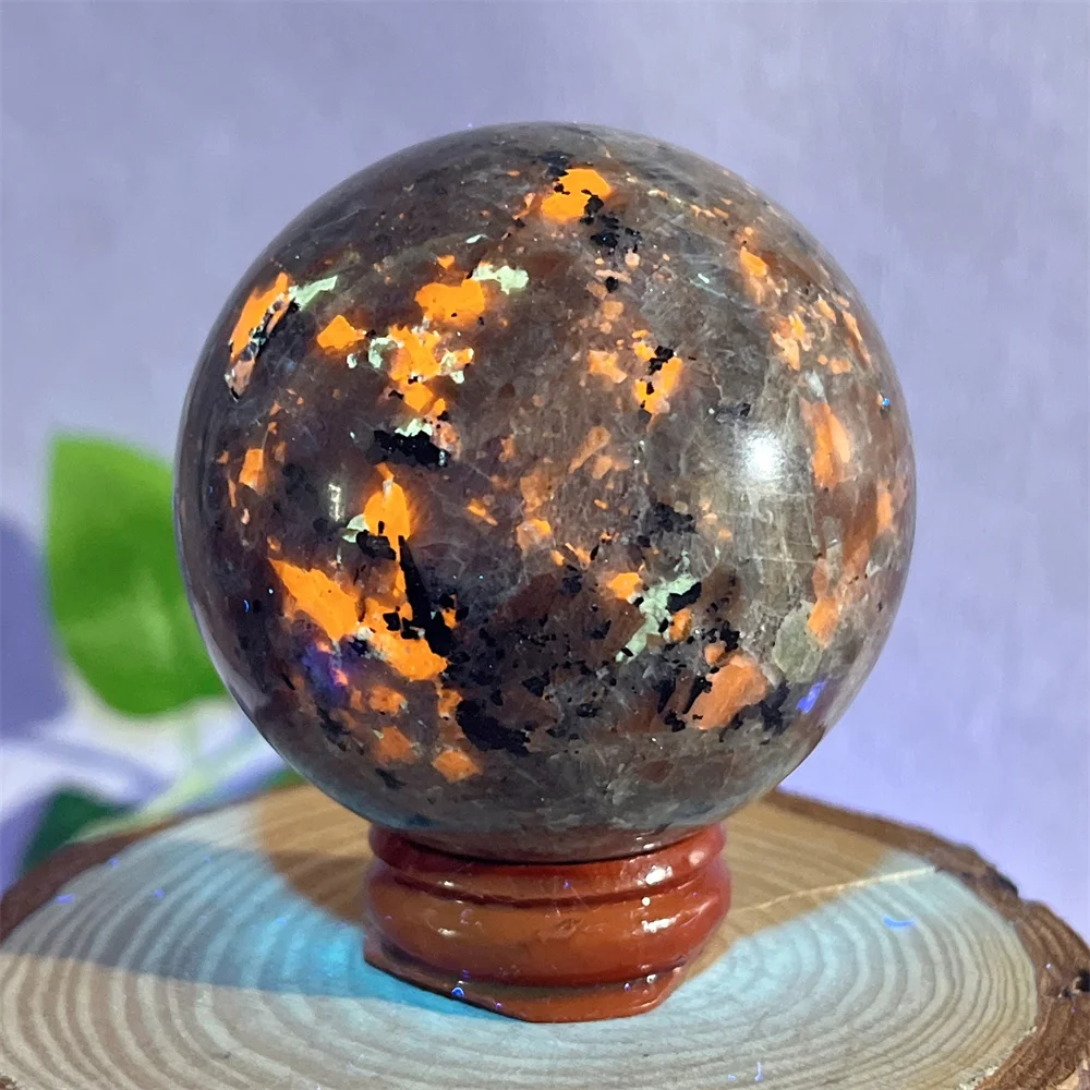 

Crystal Natural Sphere Ball Gabbro Fire Stone Quartz Mineral Spiritual Feng Shui Reiki Home Decoration Energy+Stand