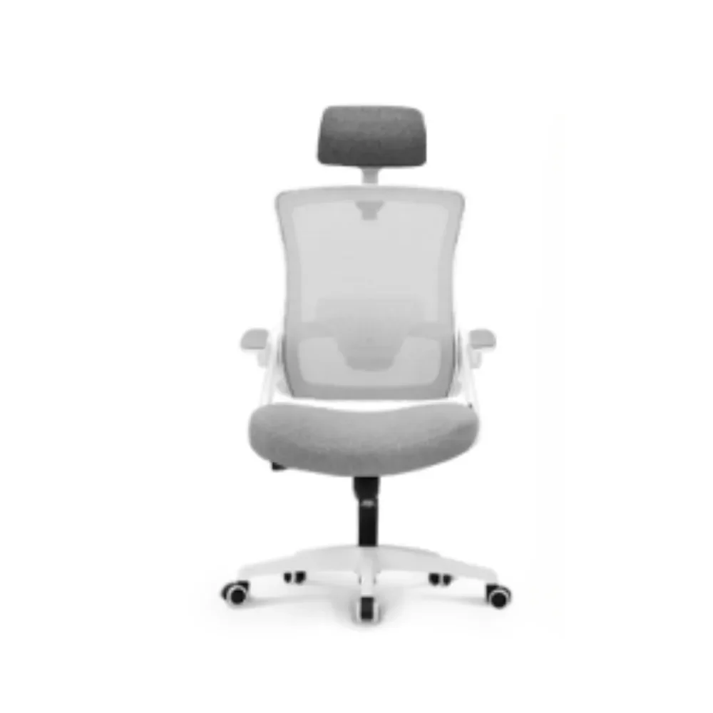 

Back Headrest Adjustable Height and Home Office Computer Desk Lumbar Support Padded Flip-up Armrest Swivel Office Chair Grey