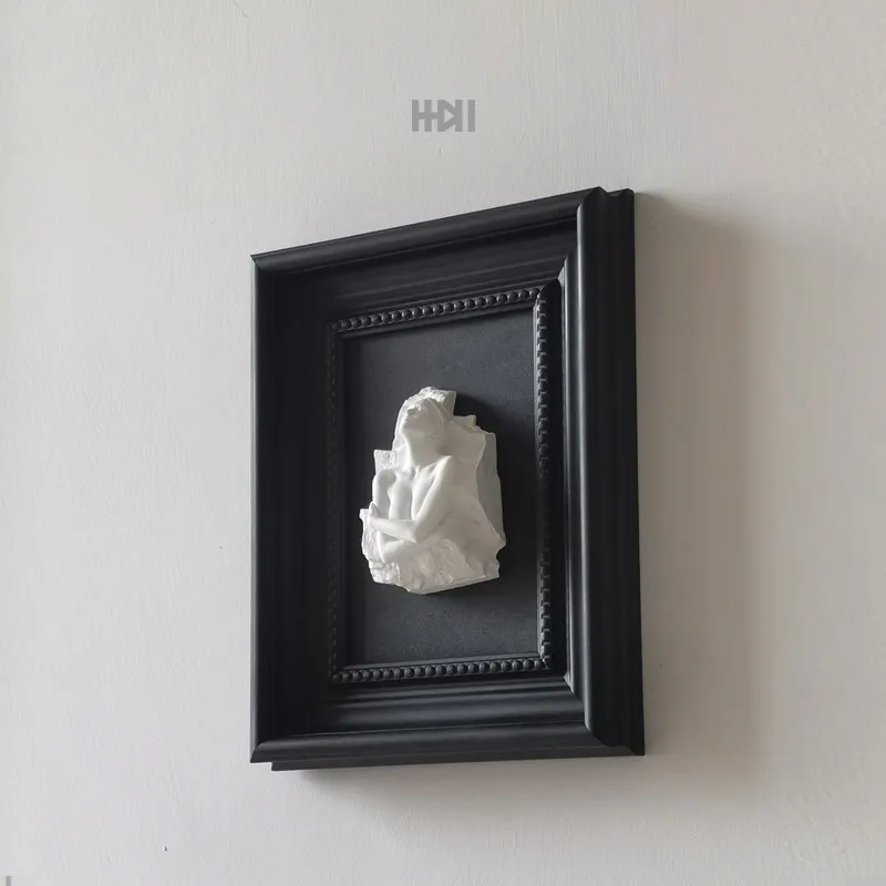One Plus One | Light Luxury Cement Concrete Three-dimensional Relief Sculpture Decorative Painting 