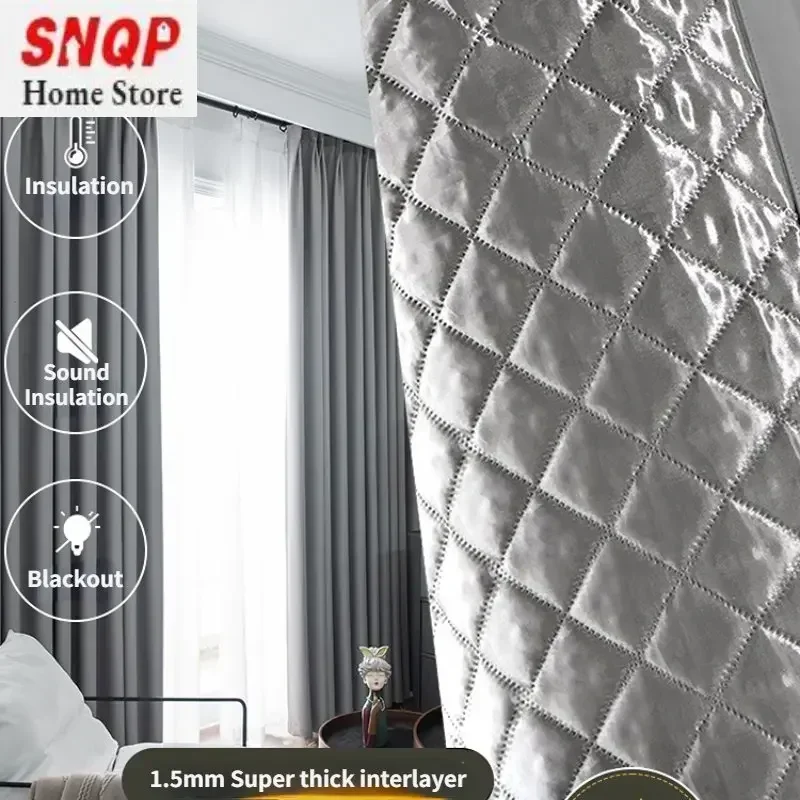 Custom Size Thickene Thermal Windproof Warm Window Blackout Curtains for Living Room Bedroom Dining Soundproof Noise Reduction