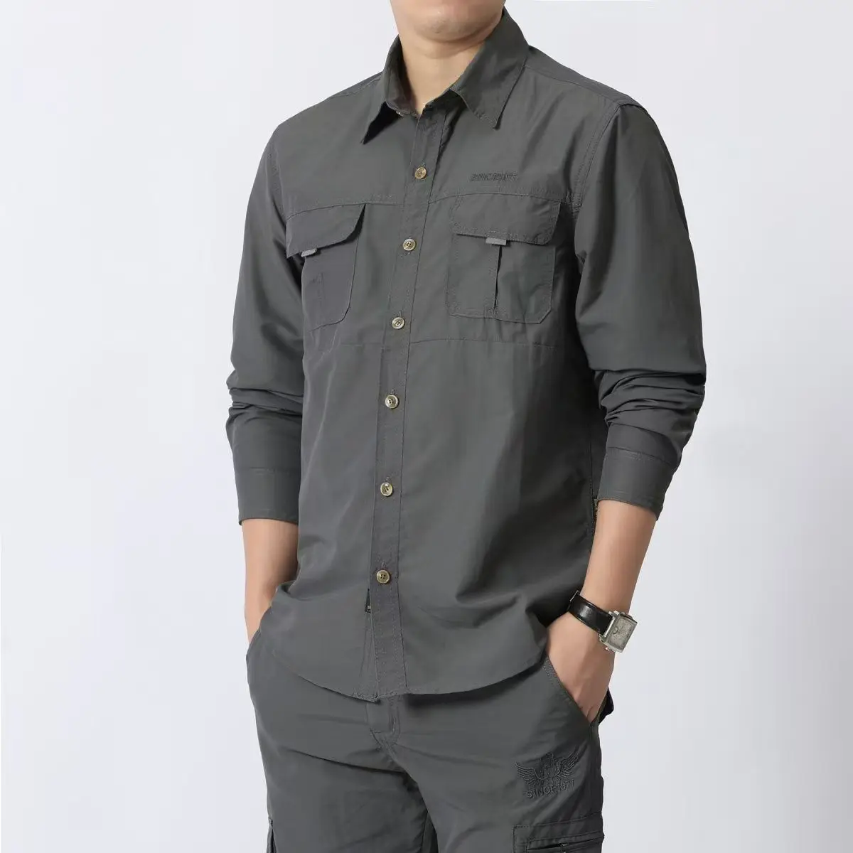 

Sun Protection Fishing Shirts Men's Quick Dry Long Sleeve Shirts Mesh Breathable Hiking Work Cargo Shirts Outdoor men shirt