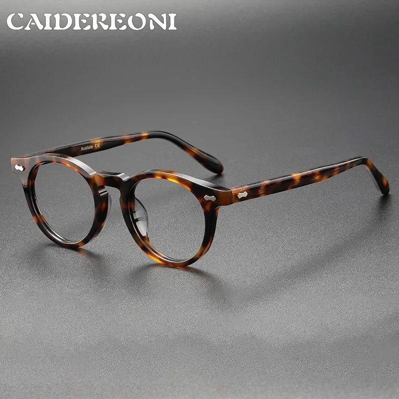 CAIDERONI Fashion Men's Spectacle Frame Johnny Depp Style Glasses Acetate Frame Eyeglasses Women's Optical Prescription Eyewear