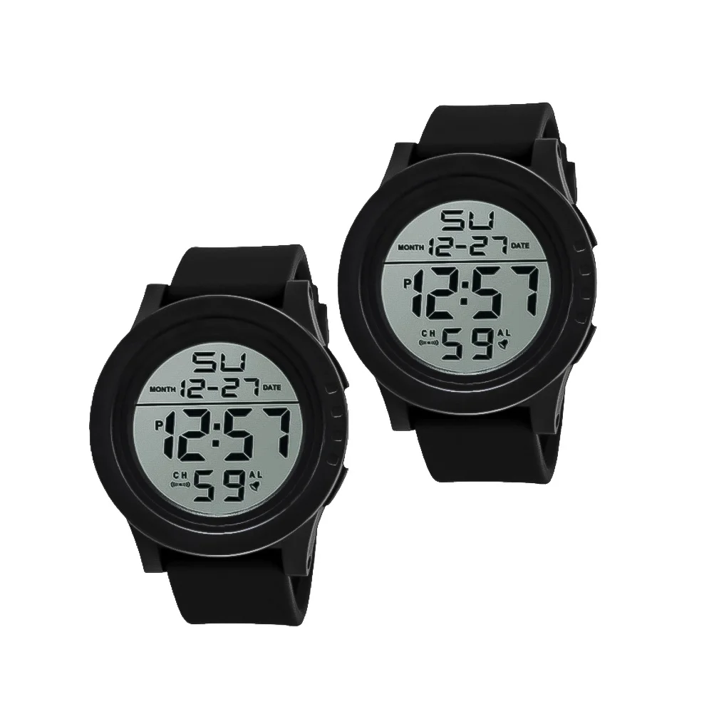 

Black LED Large Screen Sports Digital Watch Waterproof Stopwatch Countdown Alarm Dual Time Outdoor Wristwatch for Men Women