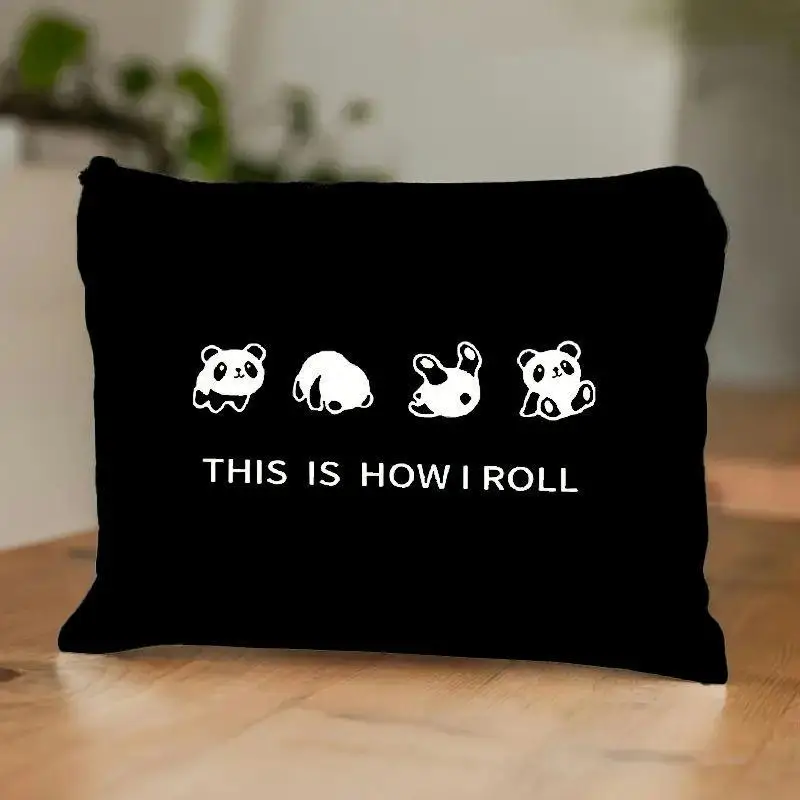 Panda Graphic Canvas Toiletry Bag for Women - Casual Lightweight Makeup Pouch with Zipper Closure, Hand Washable Travel-Friendly