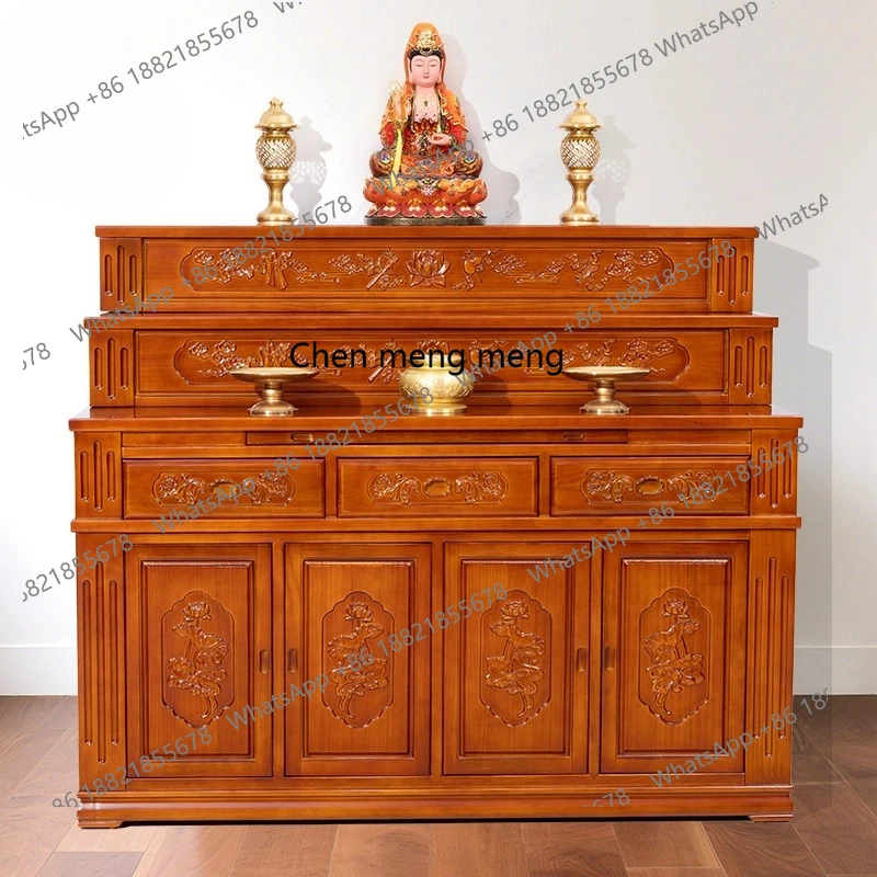 

Three-layer table, household incense table cabinet, solid wood Tibetan shrine, nave, multi-layer Buddha table, shrine