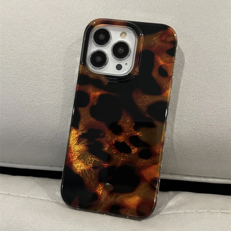 Stylish Tortoiseshell Leopard Pattern Phone Case for Oppo Reno11 Reno12 Reno10 Reno8 Reno7 Reno6 Z F T Pro 4G 5G Texture Cover
