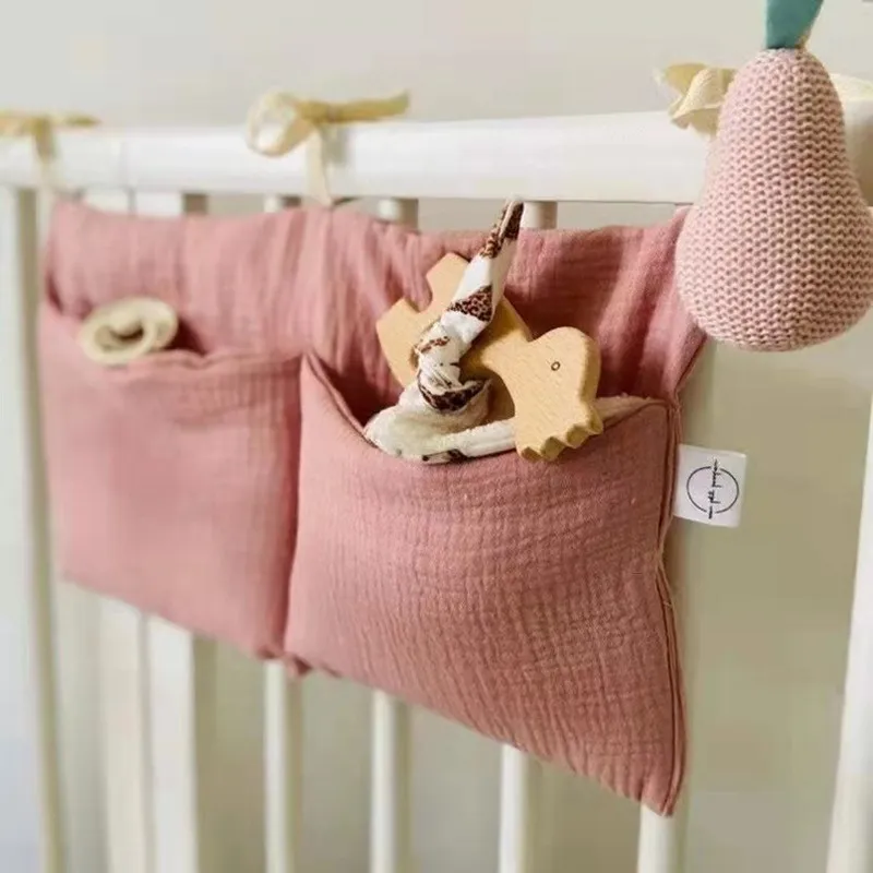 39x20cm 1PCS Large Baby Crib Storage Bag Cotton Multifunctional Newborn Bed Headboard Organizer For Kids The Bag In The Crib