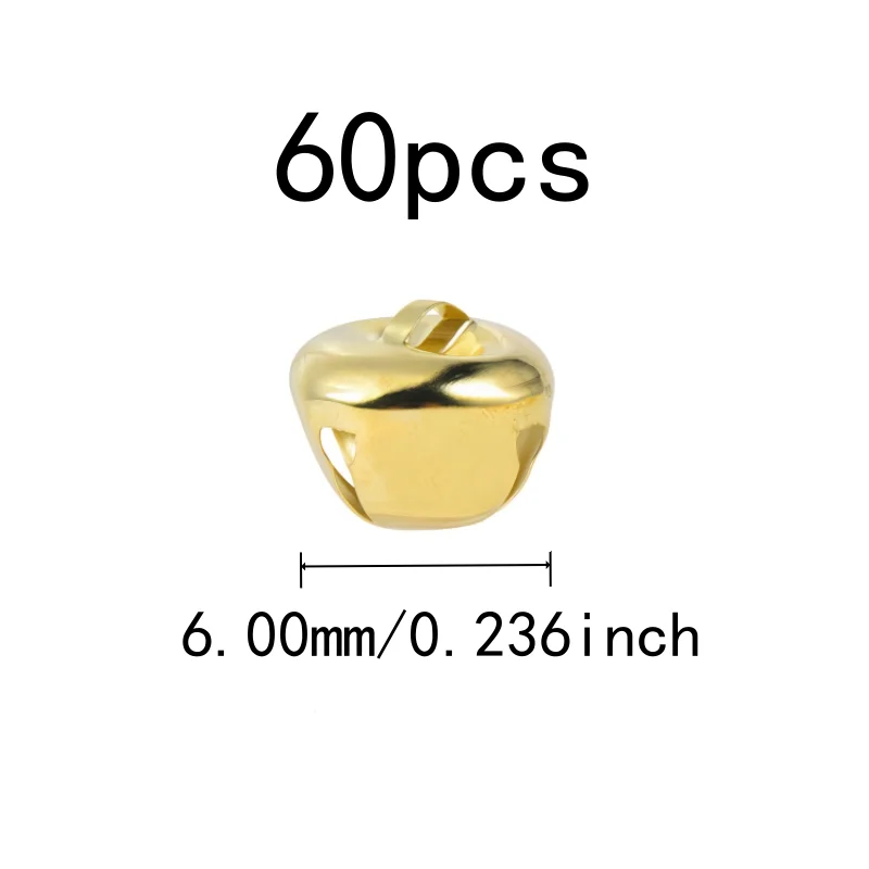 Cross Shape Design 6mm Jingle Bell Charms 60 pcs, perfect for Home Hanging Ornament, Clear Crisp Sound, Gold