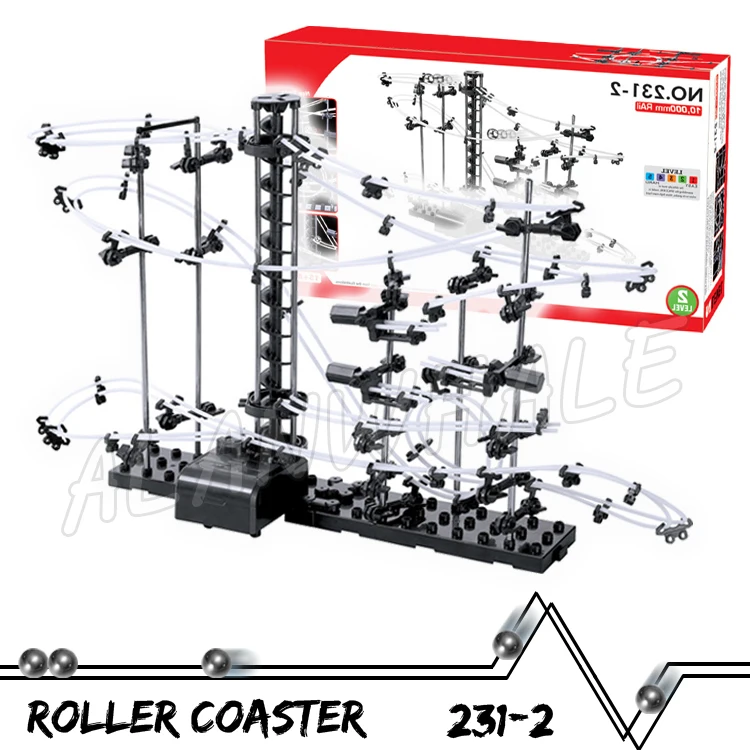 Posavasos de carrera de mármol de nivel 2, riel de 1000cm, modelo luminoso nocturno, construcción para niños, juguetes de aprendizaje STEM, escultura de bola rodante