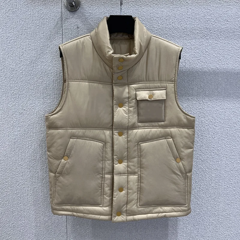 معطف نسائي عالي الجودة بياقة واقفة وزر واحد وجيب مطرز ملابس شتوية 251102296