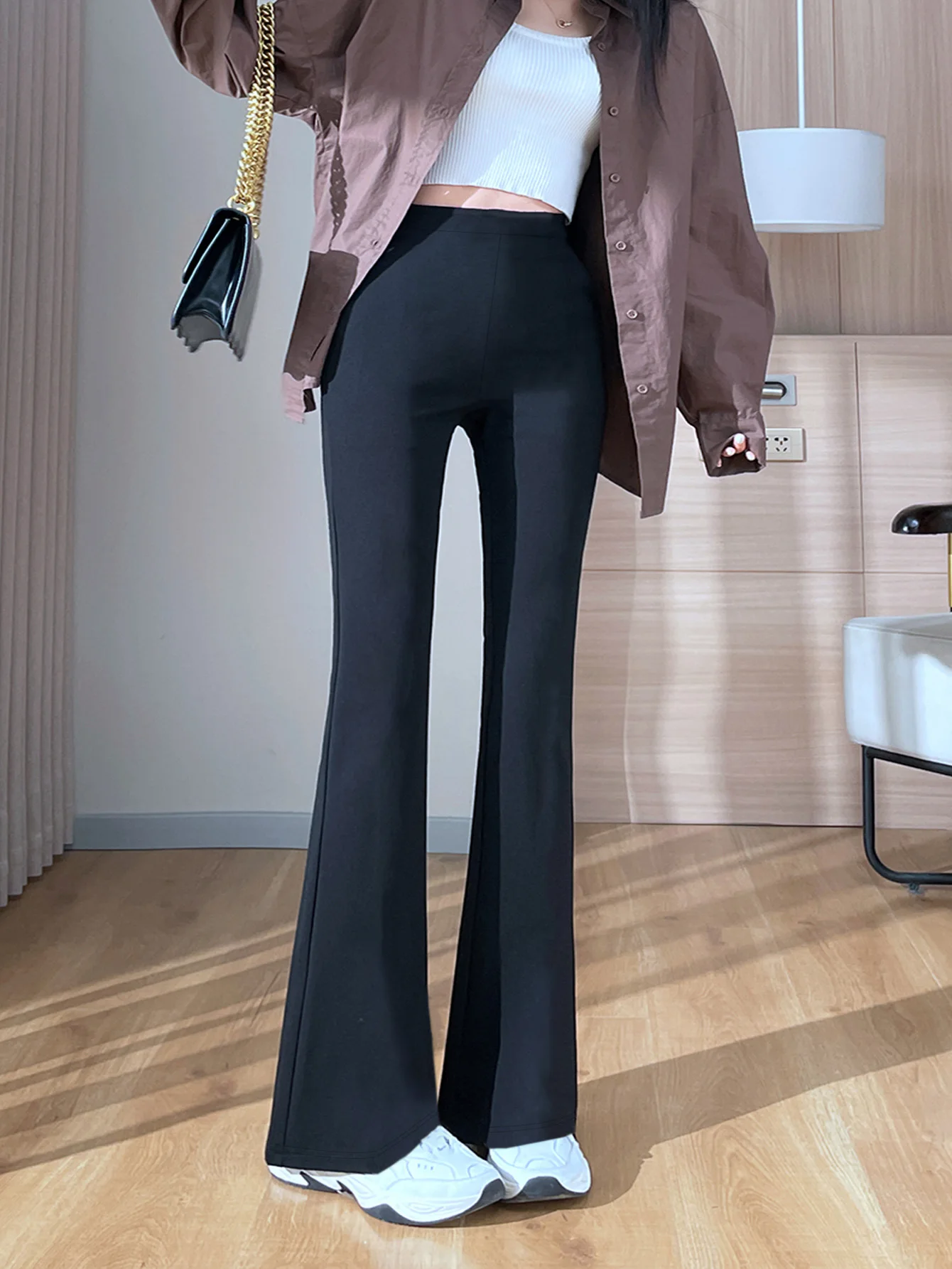 

New autumn and winter 2024 women's plus size knitted fabric elegant British style versatile tight pants
