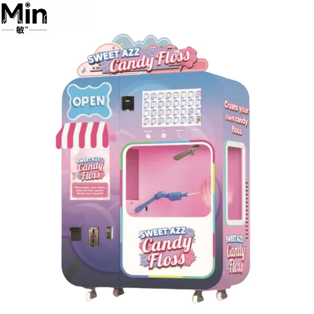 Factory Direct Commercial Automatic Cotton Candy Vending Machine Multilingual Supported Marshmallow Making Machine
