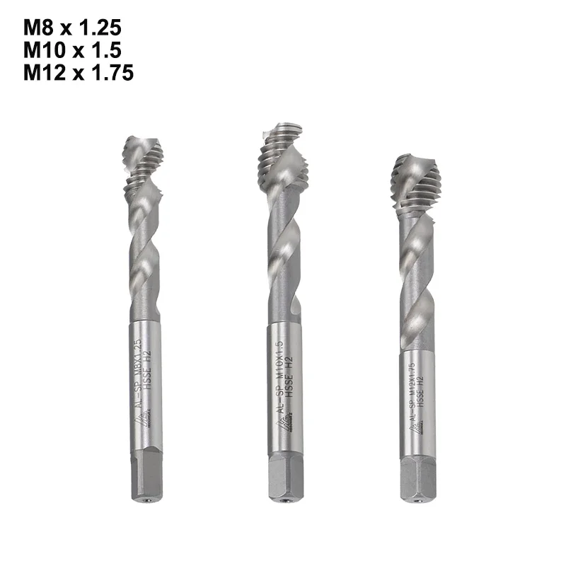 Uxcell Spiral Flute Tap Metric HSS Thread Taps Machine Thread Screw Threading Taps Drill Cobalt Uncoated M8 M10 M12