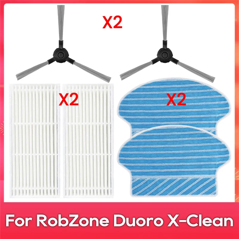 

ABJO-For Robzone Duoro X-Clean Robot Vacuums Spare Part Accessories Side Brush Hepa Filter Mop Cloth Cloth Rag