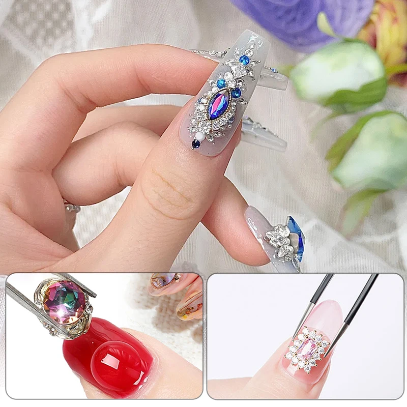 BOZLIN pegamento fuerte para uñas para diamantes de imitación 5 en 1 pegamento Gel esmalte de uñas adhesivo gema joyería pegamento decoración de uñas todo para manicura