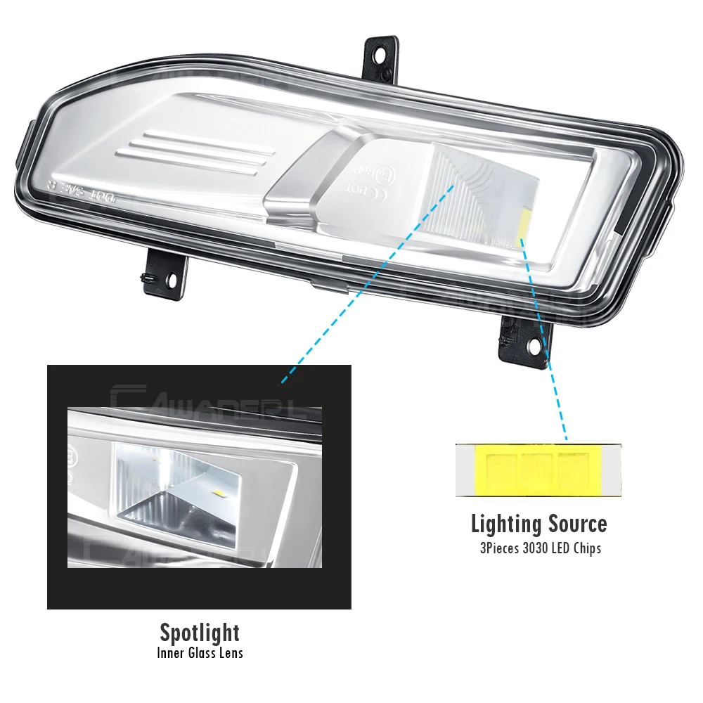 2 Pieces Car Right + Left Fog Light Assembly For Nissan Qashqai Kicks Versa Note 30W 6000LM LED Fog Driving Lamp DRL H11 12V