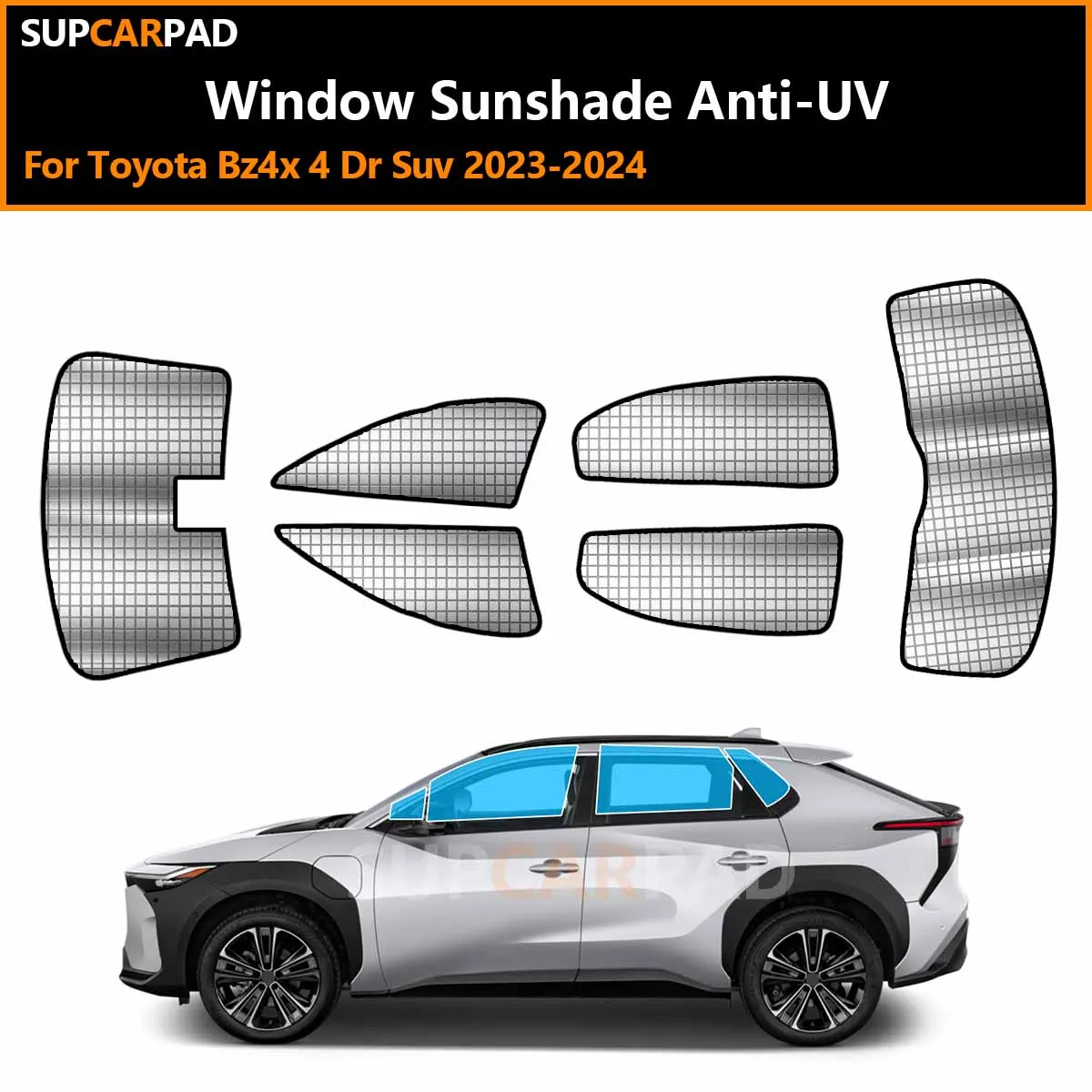 

Для Toyota BZ4X 4-дверный внедорожник 2023-2024: Индивидуальные солнцезащитные шторки на окна автомобиля, анти-УФ, козырьки-дефлекторы, аксессуары