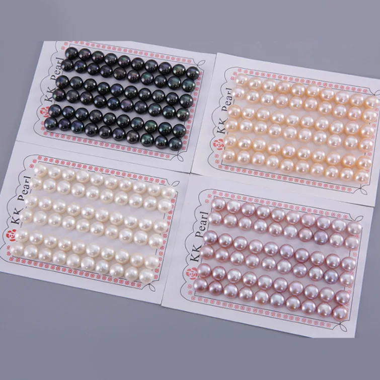 20 pairs 3A Excellent quality button pearls 6mm-12mm half hole white/pink color freshwater pearls