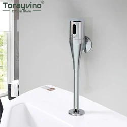 Torayvino Chrome Polished Bathroom Flush Valve Sensor Urinal Touch Faucet Induction Urinal Tap Wall Mounted Toilet Automatic Tap