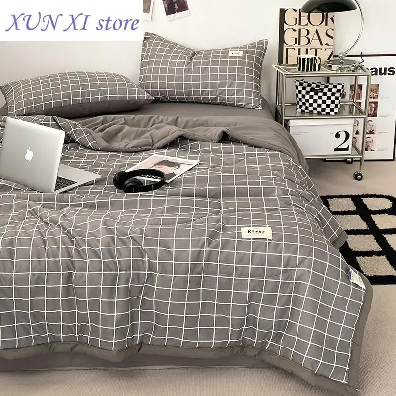 New Washed Cotton Summer Quilt colcha de cama casal Plaid Style Bedspread Home Single/Full/Queen Size Comforter (no pillowcase)