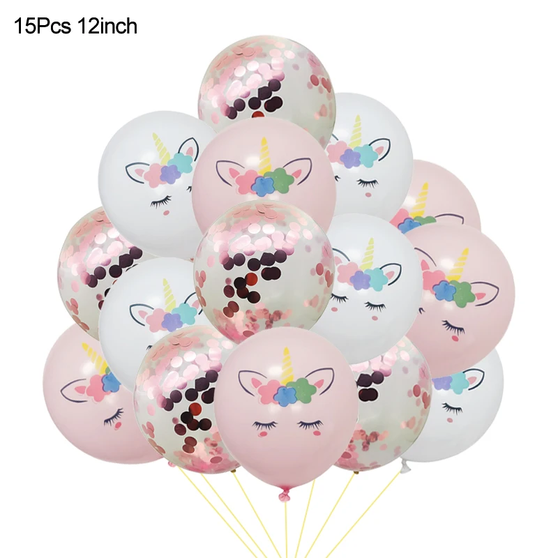 Unicorn Balloon 32inch Number Foil Balloon Set Birthday Party Decor Kids Unicorn Disposable Tableware Baby Shower Party Supplies