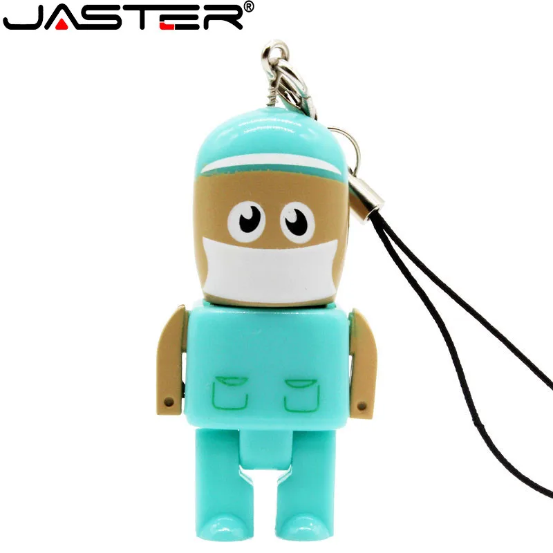 Cartoon Pen Drive 128GB Doctor Memory Stick 64GB Free Chain USB Flash Drive 32GB Plastic Storage Devices 16GB Cute Pendrive 8GB