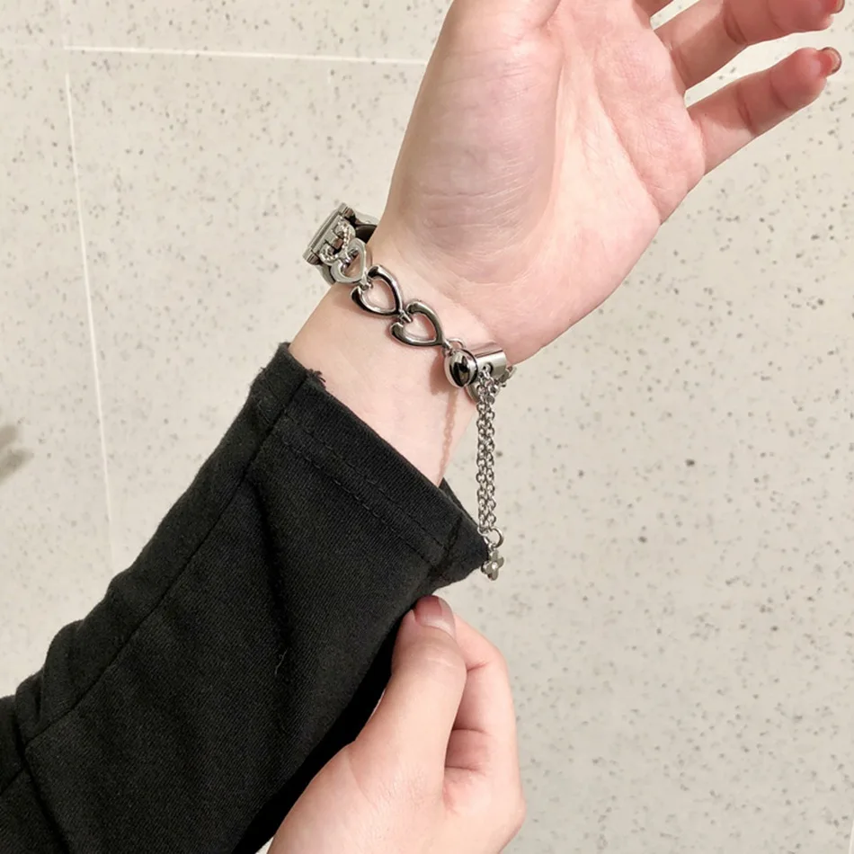 Bracelet de montre en métal pour Xiaomi Mi Band, bracelet coeur, bracelet de remplacement, sangles Correa, mode ins, 8, 7, 6, 5, 4, 3