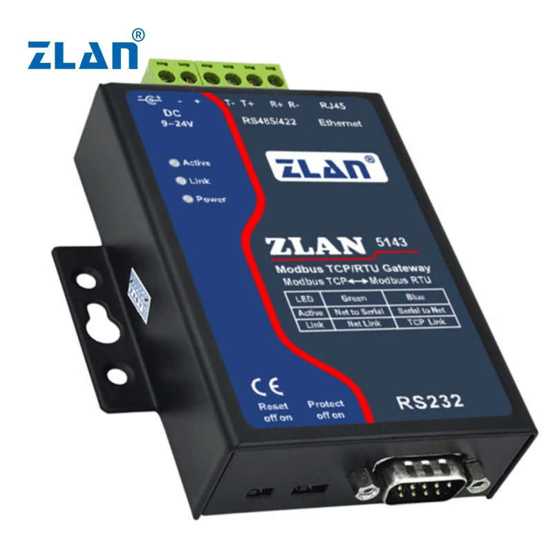 ZLAN5143 rs232 baud rate rtu modbus  serial converter