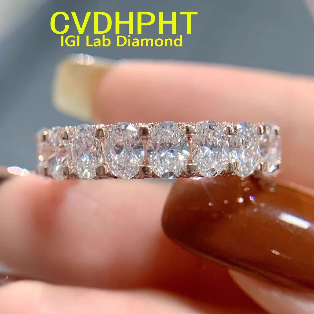 

platinum Pt950 White gold Lab grown diamonds Oval Cut Diamond Eternal Wedding Ring In D-F Color Ranging From 0.2 Ct to 0.5ct