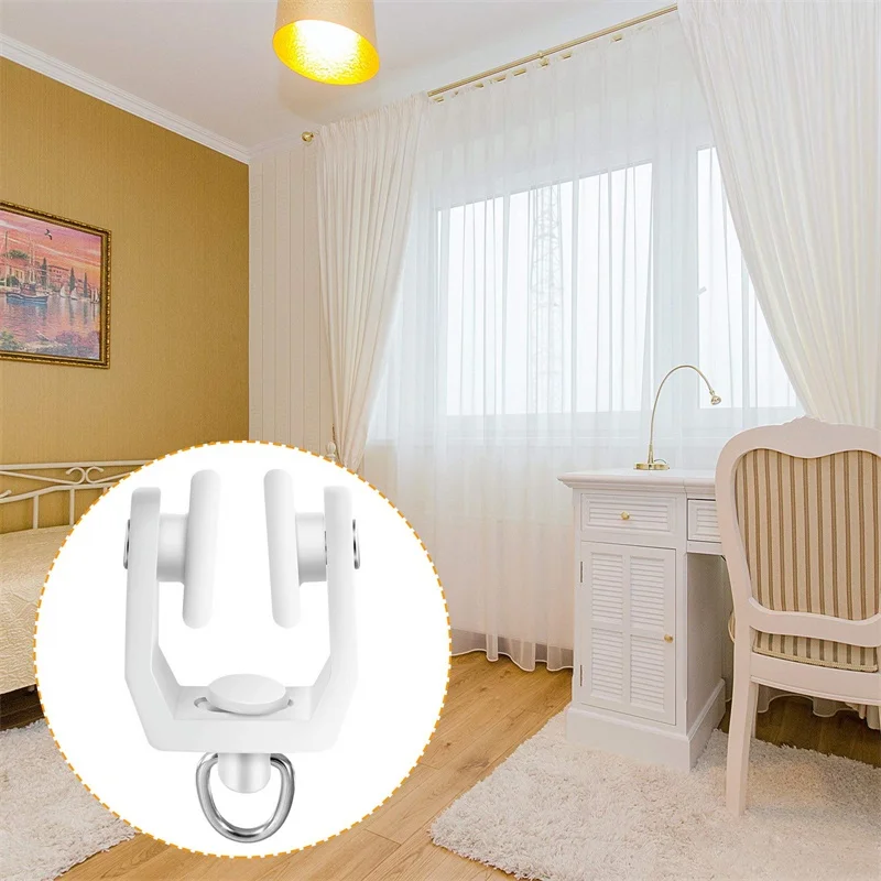 Ceiling Curtain Track Rollers  Flexible Bendable Curtain Track Rollers 11 mm White Plastic Drapery Rail Gliders With Hooks
