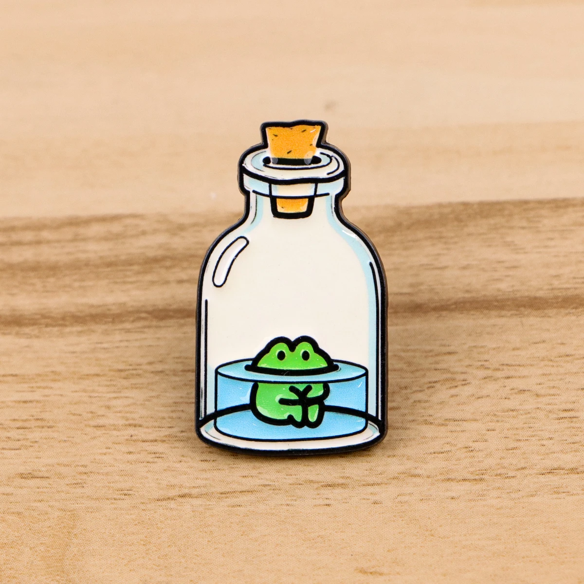 Cute Bottle Frog Enamel Pin Funny Animals Brooches Pines Lapel Pin Badge on Backpack Clothing Accessories Jewelry Friends Gifts