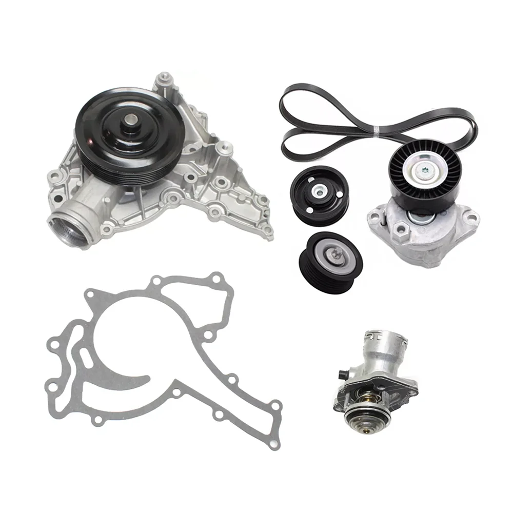 AUTO ENGINE PARTS Water Pump Tensioner Pulley Thermostat & Housing Kit For MERCEDES-BENZ 2.5L 3.0L 3.5L V6 GAS 2004-2015