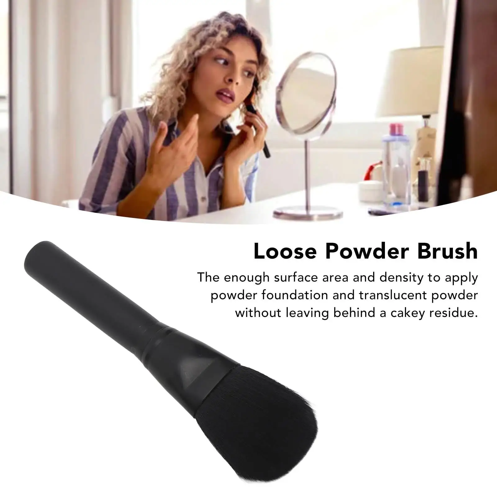 Portable Multifunctional Large Makeup Brush | Black Wood Handle, Soft Bristles | Ideal for bronzer , Grasping