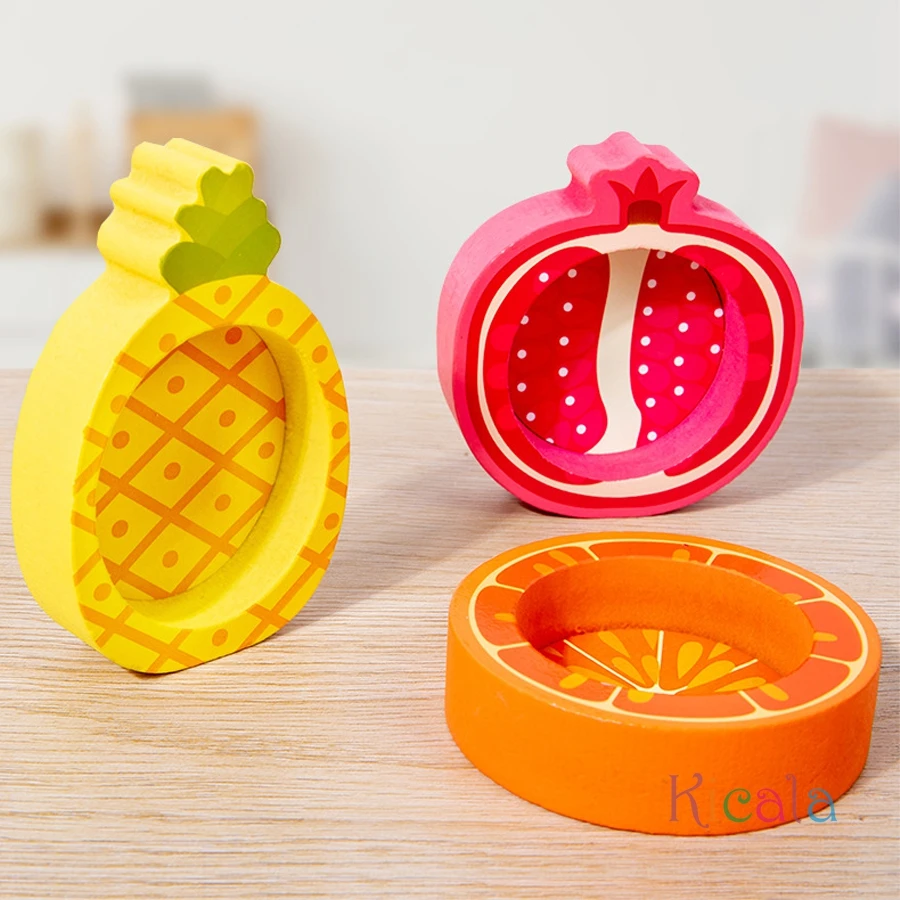 モンテッソーリ早期教育木製子供用色分類マッチングフルーツ認知ビーズ細かい運動訓練1セット