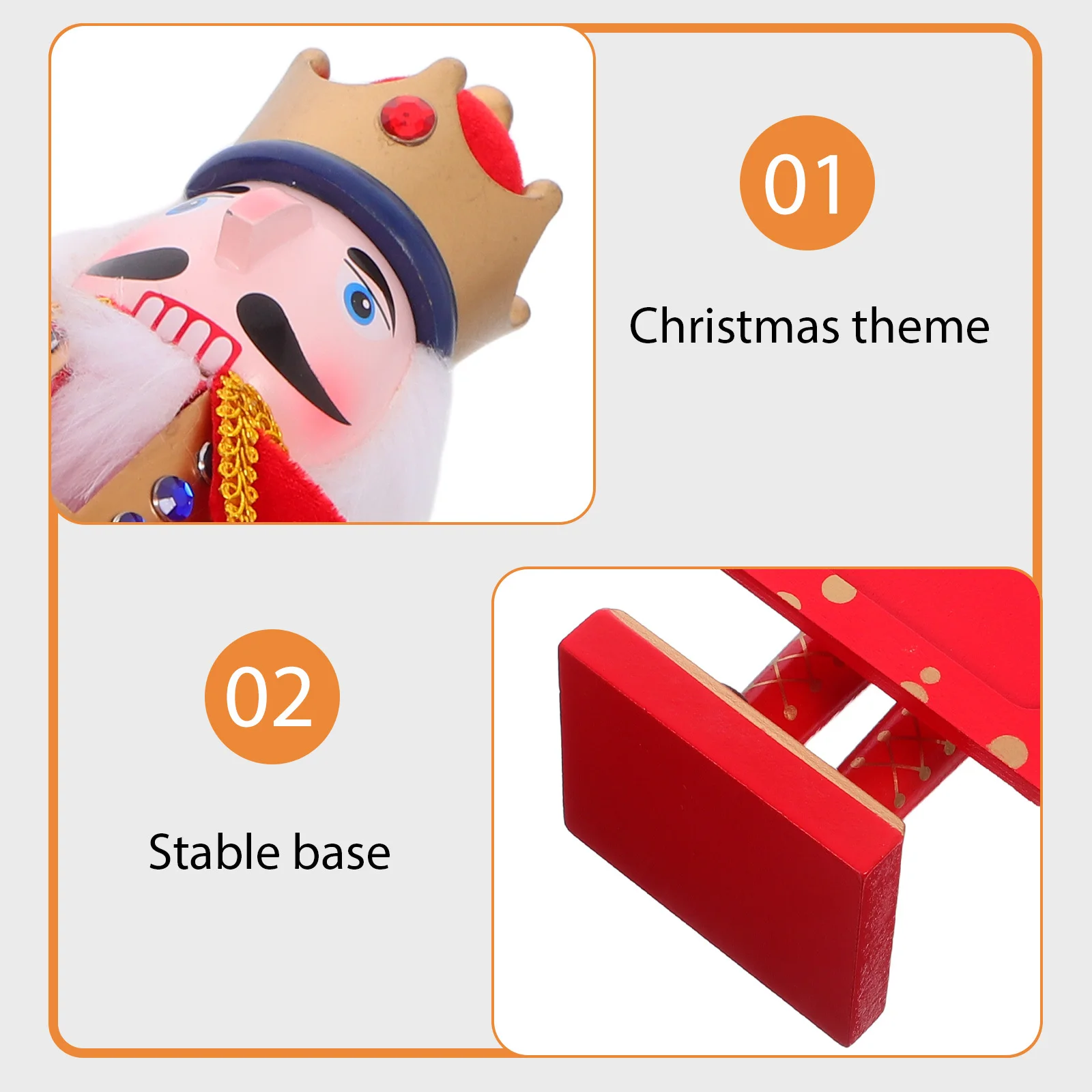 38cm Handcrafted Nutcracker King Decorative Christmas Photo Frame Traditional Wood Design Seasonal Home Accent