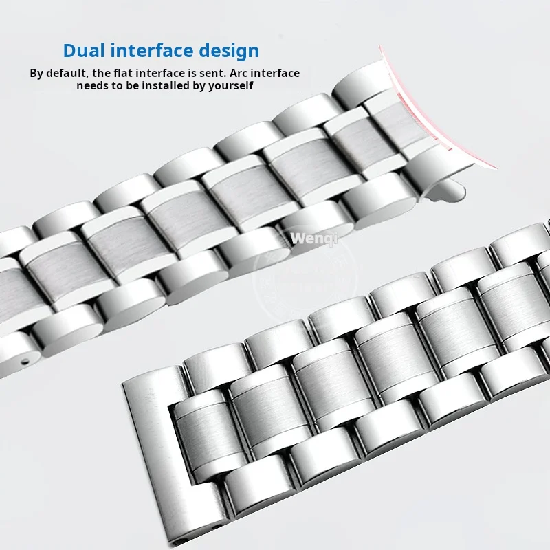 New store High quality Watch strap For Longines Master craftsman L2.673.4 L2.793.4 Man Ms Stainless steel Silver Black Watchband