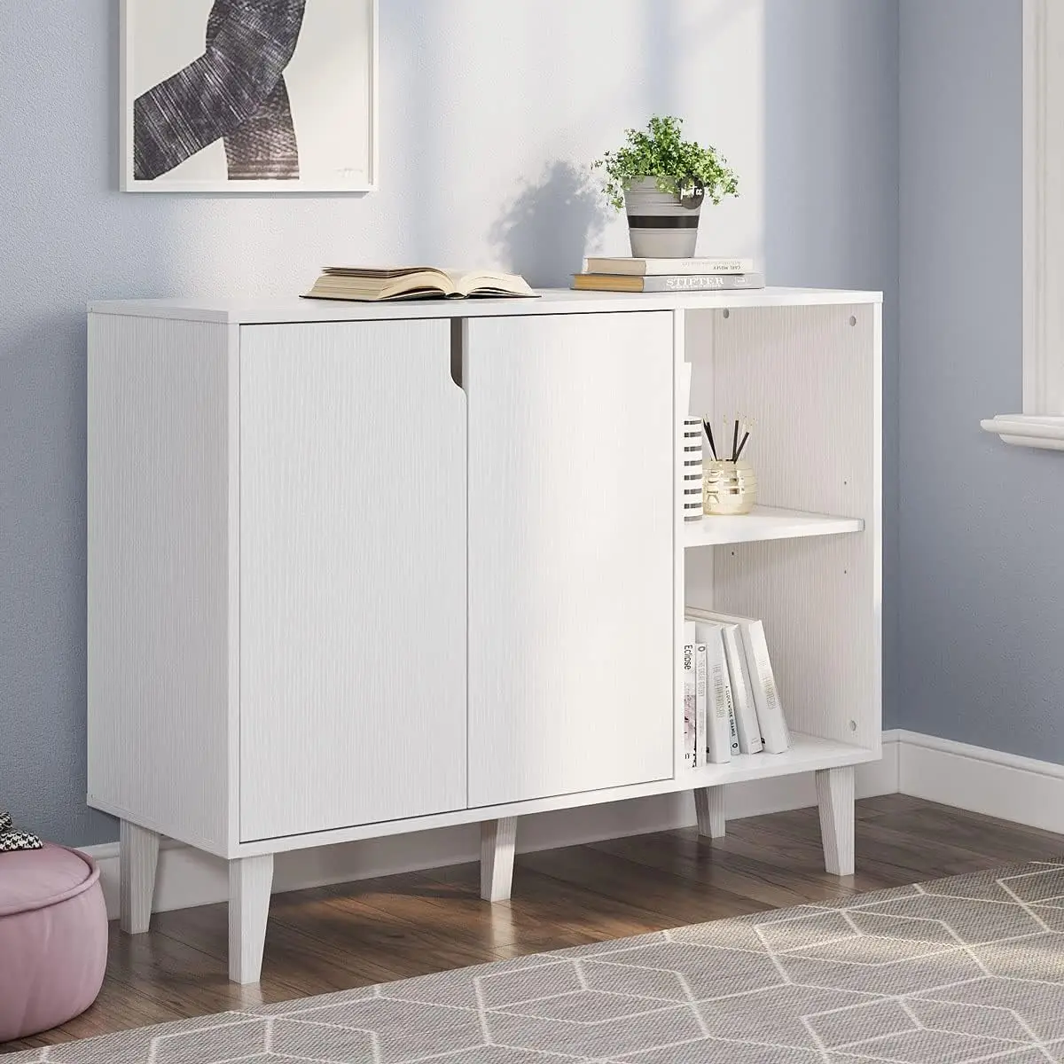 

Panana Kitchen Buffet Cabinet Storage Sideboard with 2 Doors 2 Shelves, White, 41.8" L x 15" W x 32.5" H